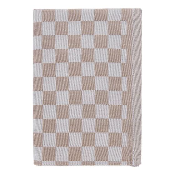 CHECKER STYLE - πετσέτα κουζίνας βαμβακερή, καφέ ανοιχτό
