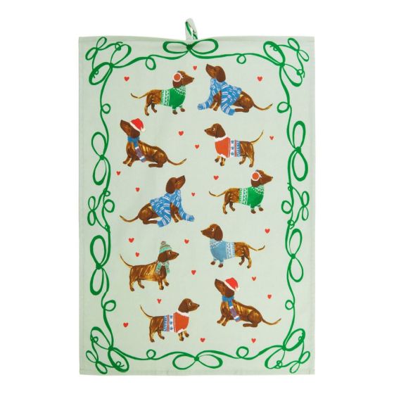 KITCHEN TALES - πετσέτα κουζίνας βαμβακερή 50x70cm με μοτίβο Dachshund