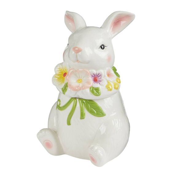 EASTER - Πασχαλινό δοχείο κεραμικό 'λαγουδάκι με λουλούδια'