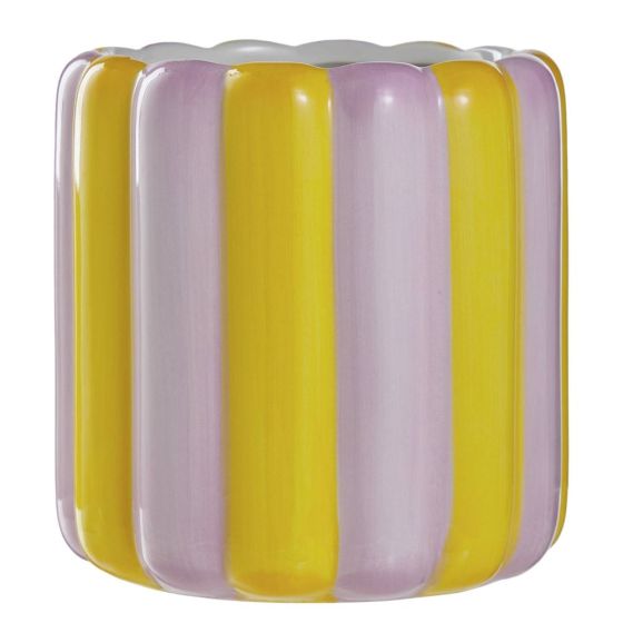 CIRCUS - κασπό ριγέ κεραμικό 15cm, μωβ κίτρινο