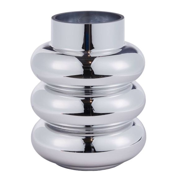 HOOP - βάζο γυάλινο 20cm, ασημί