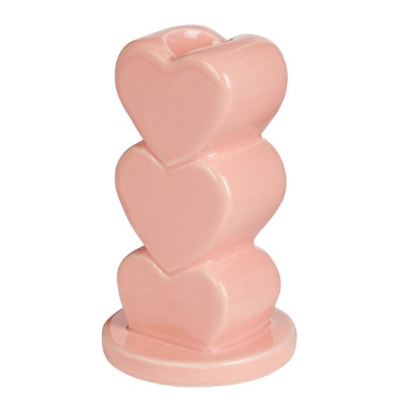 HEARTS - κηροπήγιο από δολομίτη 12cm, ροζ