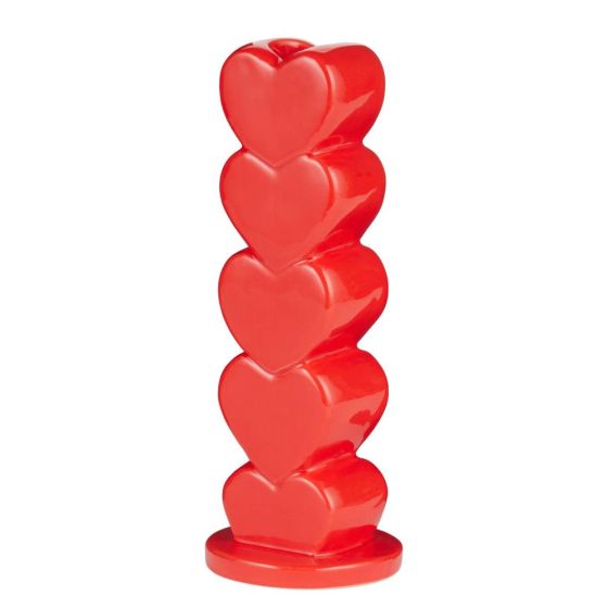 HEARTS - κηροπήγιο από δολομίτη 19cm, κόκκινο
