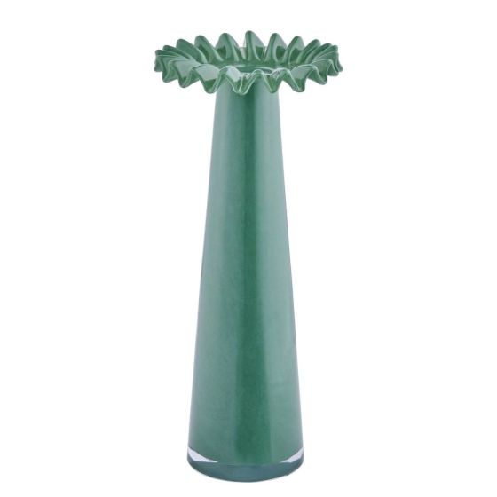ANEMONE - βάζο γυάλινο 33cm, πράσινο σκούρο