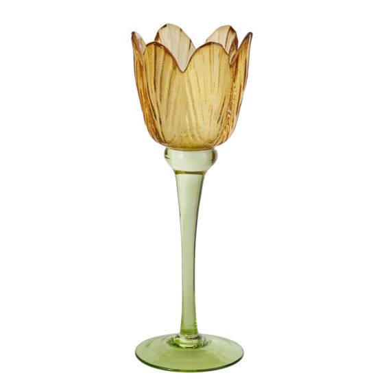TULIP - κηροπήγιο για ρεσό από γυαλί σε σχήμα τουλίπας, κίτρινο