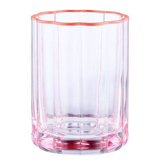 FIORI - ποτήρι γυάλινο, ροζ με πορτοκαλί χείλος
