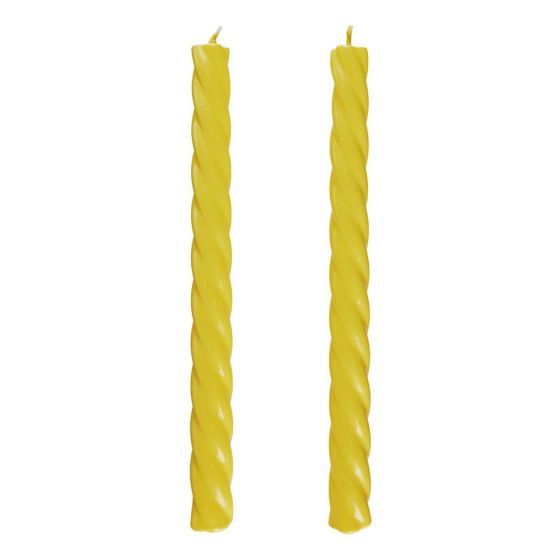 TWISTED - κεριά σετ 2 τεμαχίων με γυαλιστερή επιφάνεια, κίτρινο