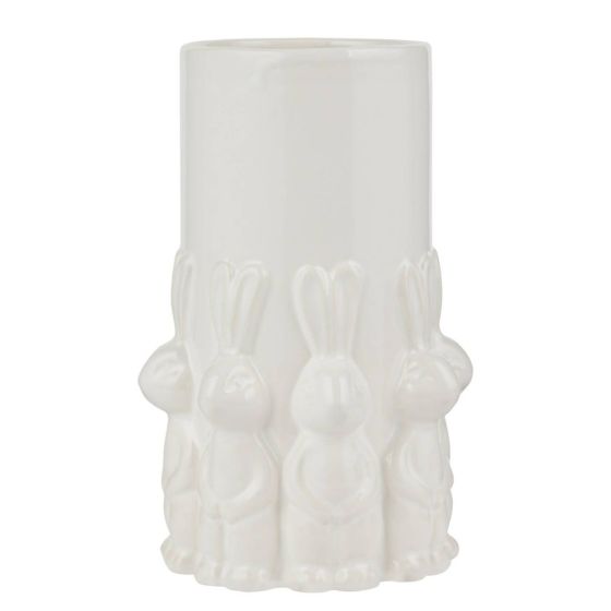 EASTER - Πασχαλινό βάζο με διακοσμητικά λαγουδάκια, λευκό