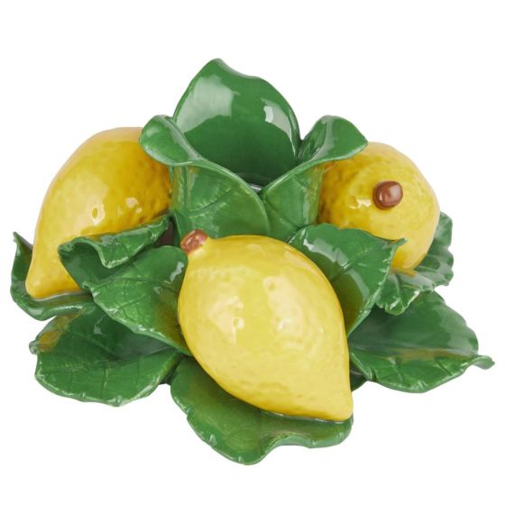 LEMON - κηροπήγιο κεραμικό με λεμόνια, κίτρινο