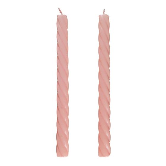 TWISTED - κεριά σετ 2 τεμαχίων με γυαλιστερή επιφάνεια, ροζ