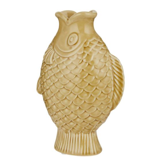 WABI SABI - βάζο κεραμικό σε "ψάρι" Υ24cm, κίτρινο