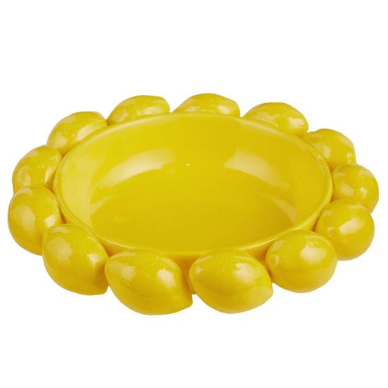LEMON - κεραμικό βαθύ πιάτο με λεμόνια 25cm, κίτρινο