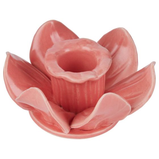 BLOSSOM - κηροπήγιο κεραμικό λουλούδι, ροζ