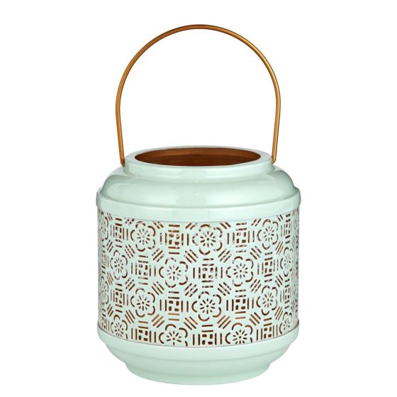 WABI SABI - φανάρι μεταλλικό με διάτρητο μοτίβο λουλουδιών Δ15cm, μέντα