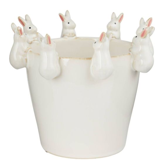 CIRCLE OF FRIENDS - κασπό κεραμικό με διακοσμητικά λαγουδάκια Δ18cm