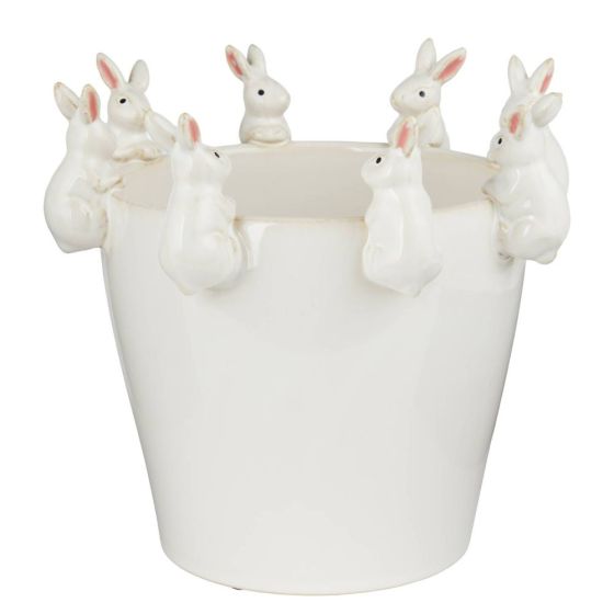 CIRCLE OF FRIENDS - κασπό κεραμικό με διακοσμητικά λαγουδάκια Δ22cm