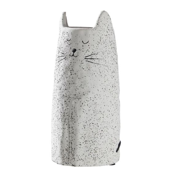 GATO - βάζο κεραμικό σε σχήμα γάτας 26cm, λευκό