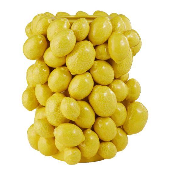 LEMON - βάζο κεραμικό με διακοσμητικά λεμόνια 20cm, κίτρινο