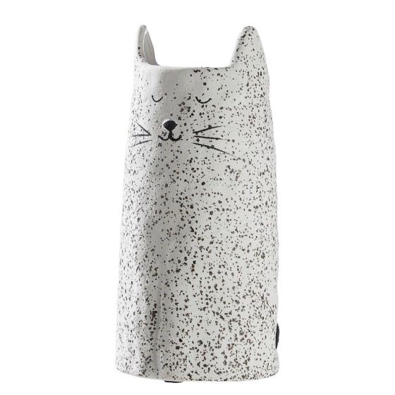 GATO - βάζο κεραμικό σε σχήμα γάτας 20cm, λευκό