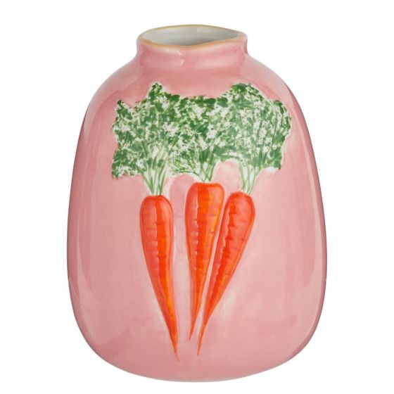 VEGGIE - βάζο κεραμικό με σχέδιο 'καρότο', ροζ