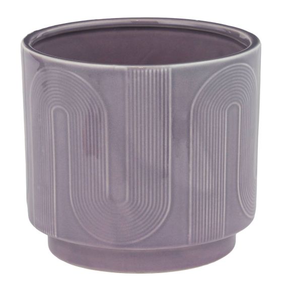CURVES - κασπό κεραμικό με γραφικό σχέδιο Δ15cm, μωβ