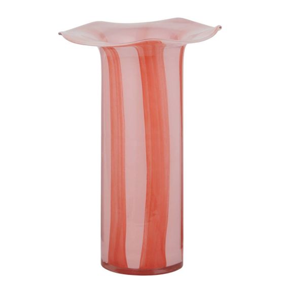 GLORY - βάζο γυάλινο 30cm, ροζ κόκκινο