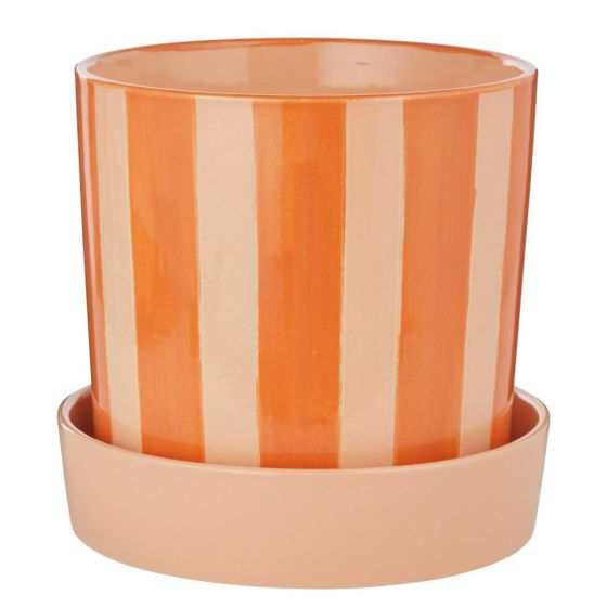 CIRCUS - κασπό ριγέ κεραμικό με πιατάκι, ροζ