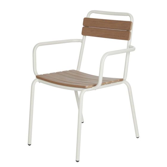 TONKA - καρέκλα μεταλλική με μπράτσα, κρεμ