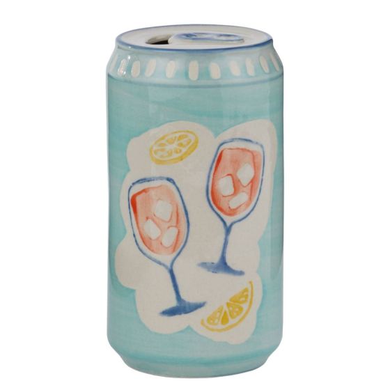 BEVERAGE - βάζο κεραμικό σε σχήμα αναψυκτικού, γαλάζιο