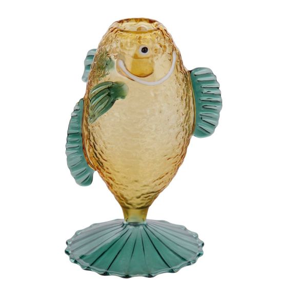 CORAL COAST - κηροπήγιο γυάλινο σε σχήμα ψαριού, κίτρινο