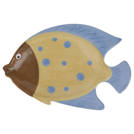 TAVERNA - πιάτο διακοσμητικό κεραμικό σε σχήμα ψαριού 18cm, κίτρινο