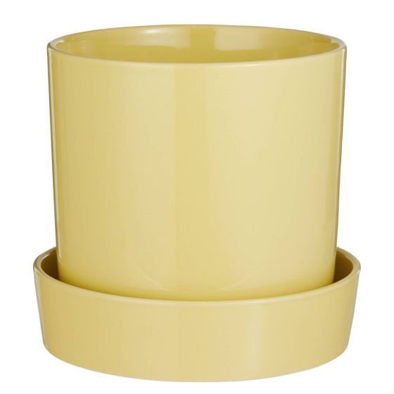 CIRCUS - κασπό κεραμικό με πιατάκι, κίτρινο