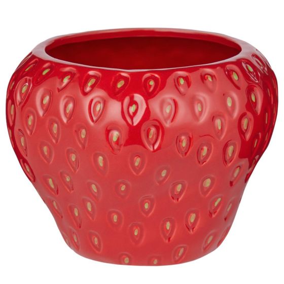 STRAWBERRY - κασπό κεραμικό 17cm, κόκκινο