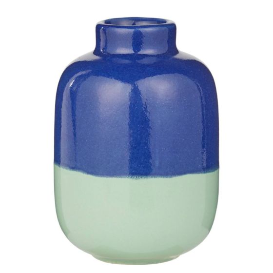 TWO TONE - βάζο mini από τερακότα 10cm, μπλε μέντα