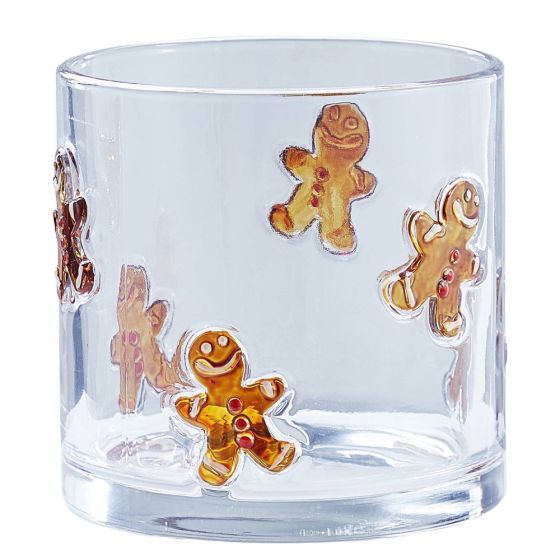 X-MAS - κηροπήγιο γυάλινο "Gingerbread Man" 10cm