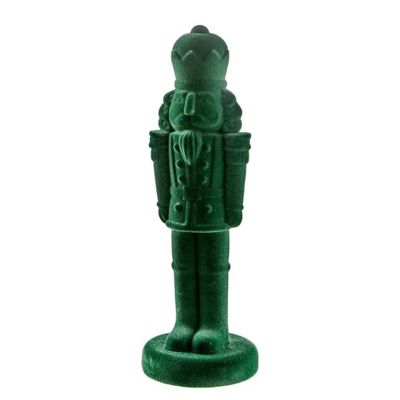 X-MAS - διακοσμητικός "Nutcracker" βελούδινος 32cm, πράσινο σκούρο
