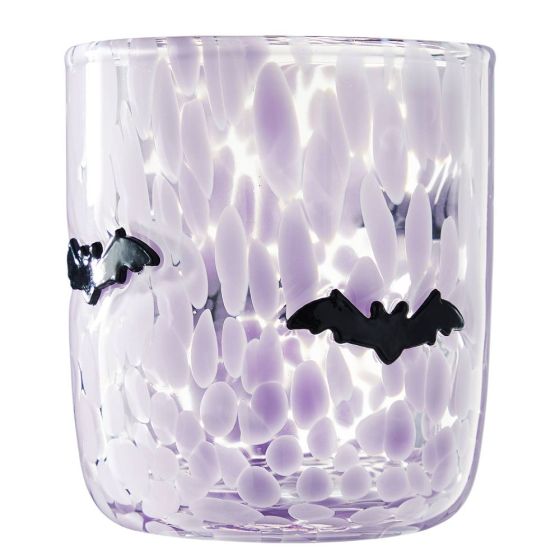 HALLOWEEN - ποτήρι γυάλινο "Bats", μωβ