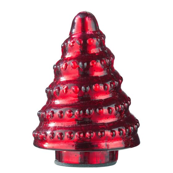 X-MAS - διακοσμητικό έλατο γυάλινο 11cm, κόκκινο
