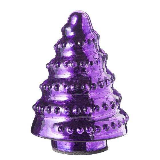 X-MAS - διακοσμητικό έλατο γυάλινο 11cm, μωβ