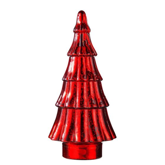 X-MAS - διακοσμητικό έλατο γυάλινο 34cm, κόκκινο