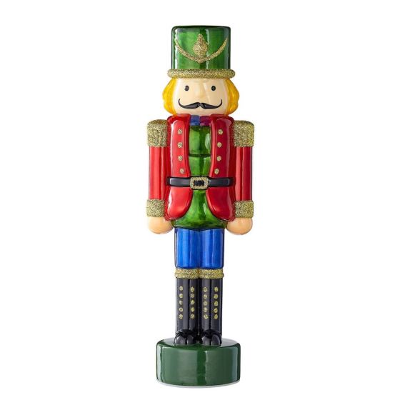 X-MAS - διακοσμητικός γυάλινος "Nutcracker" με LED φωτισμό, κόκκινο