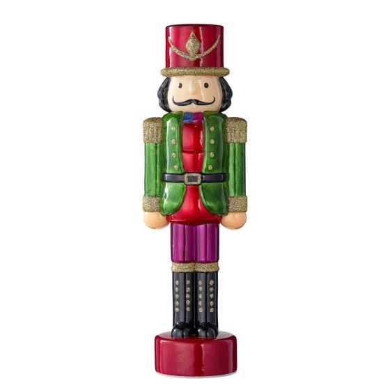 X-MAS - διακοσμητικός γυάλινος "Nutcracker" με LED φωτισμό, πράσινο