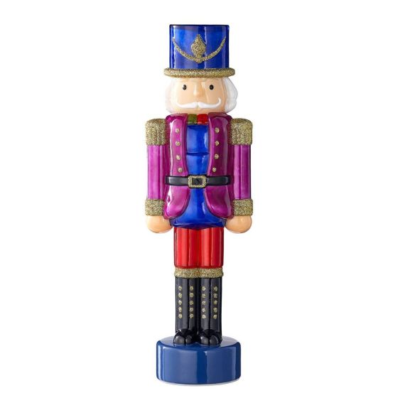 X-MAS - διακοσμητικός γυάλινος "Nutcracker" με LED φωτισμό, μωβ