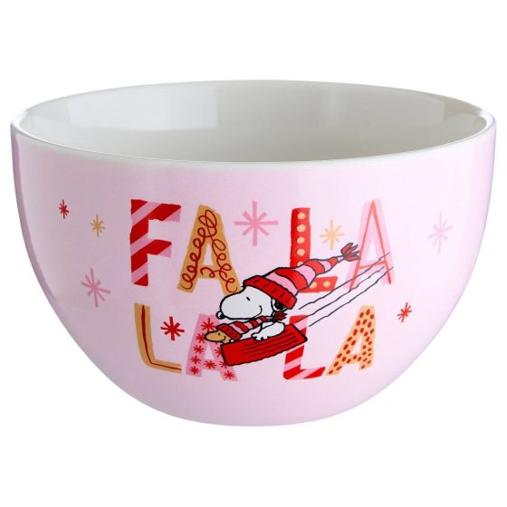 PEANUTS - μπολ από πορσελάνη "FaLaLaLa" 600 ml, Ροζ
