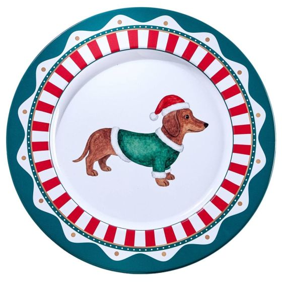 XMAS - πιάτο μεταλλικό "dachshund" 33cm