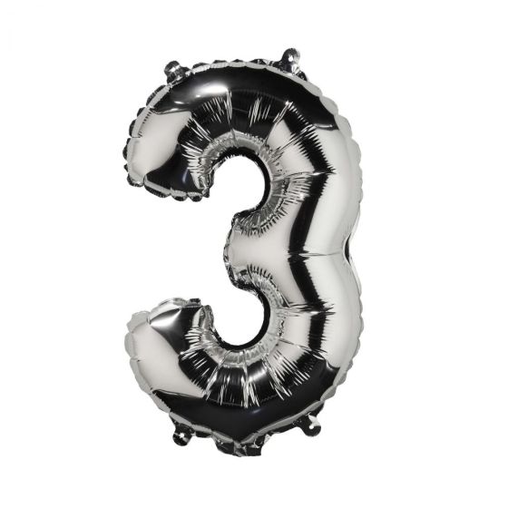 UPPER CLASS - μπαλόνι ασημί "3"