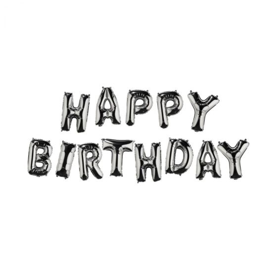 UPPER CLASS - μπαλόνια ασημί "HAPPY BIRTHDAY"