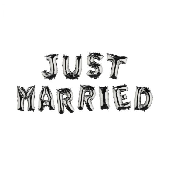 UPPER CLASS - μπαλόνια ασημί "JUST MARRIED"