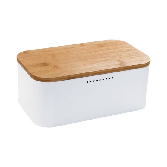 BREAD`N`BREAKFAST - ψωμιέρα μεταλλική λευκή με καπάκι