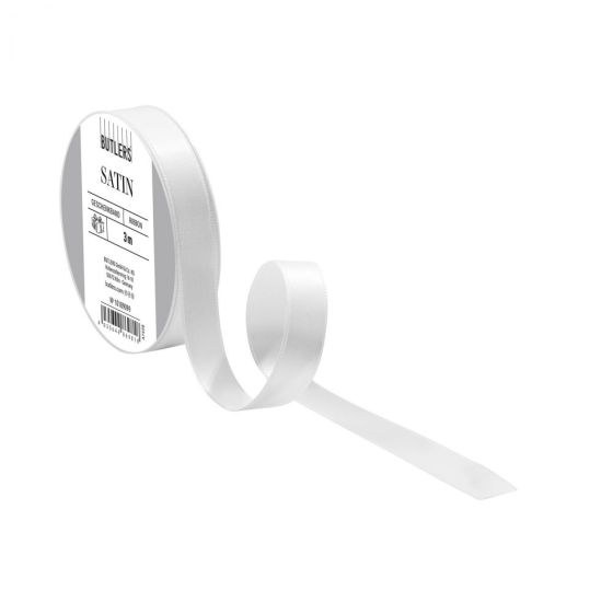 SATIN - κορδέλα 5m x15mm λευκή